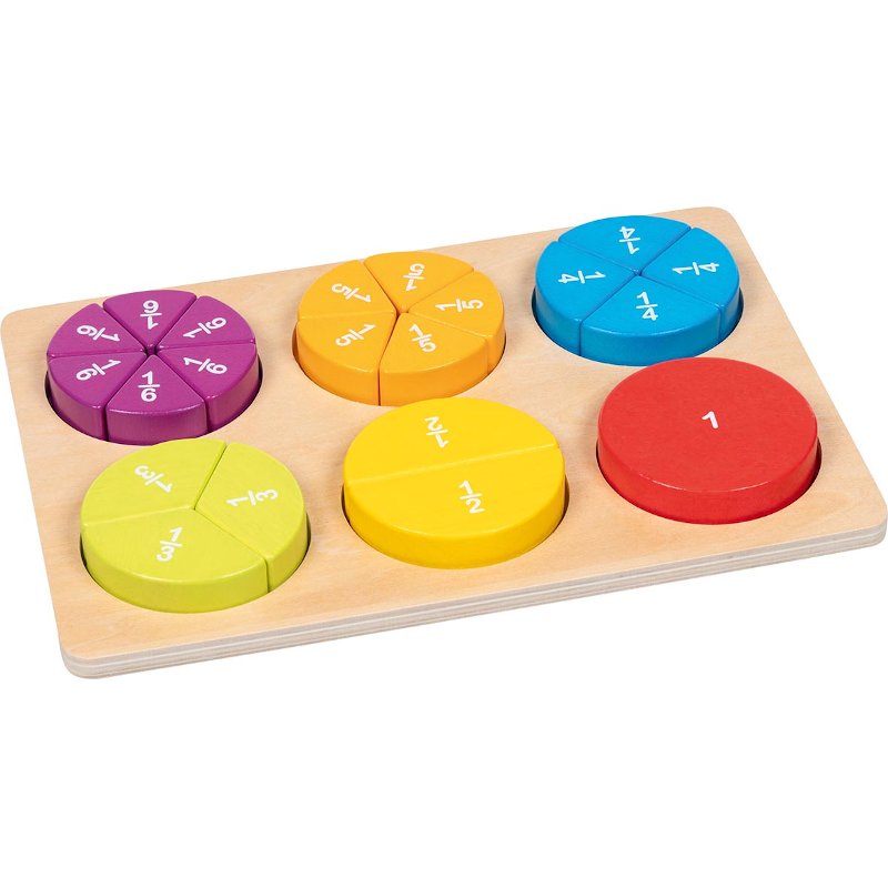 Das Lernspiel Bruchrechnen ist ein Lernspiel aus Holz und vermittelt Kindern spielerisch die Grundlagen der Bruchrechnung. Gleichzeitig kann es für Kinder ab 2 Jahren als buntes Einlegepuzzle verwendet werden.