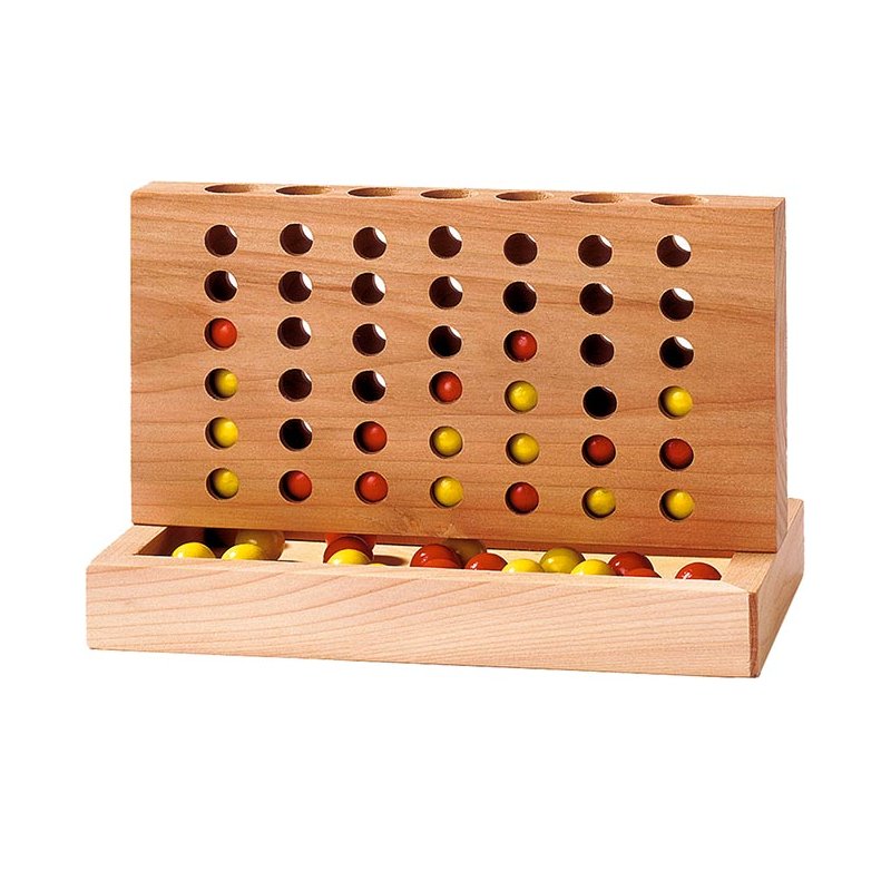 Das Spiel Vier gewinnt ist ein Strategiespiel für zwei Personen – und auch für unterwegs super geeignet! Es ist aus Holz und ein beliebtes Spiel für Kinder ab 5 Jahren.